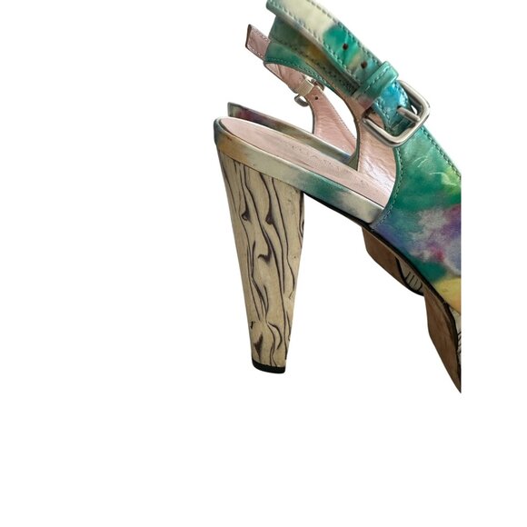 STUART WEITZMAN Multicolor Patent Leather Slingback Platform Heels Size 6 - Picture 7 of 9